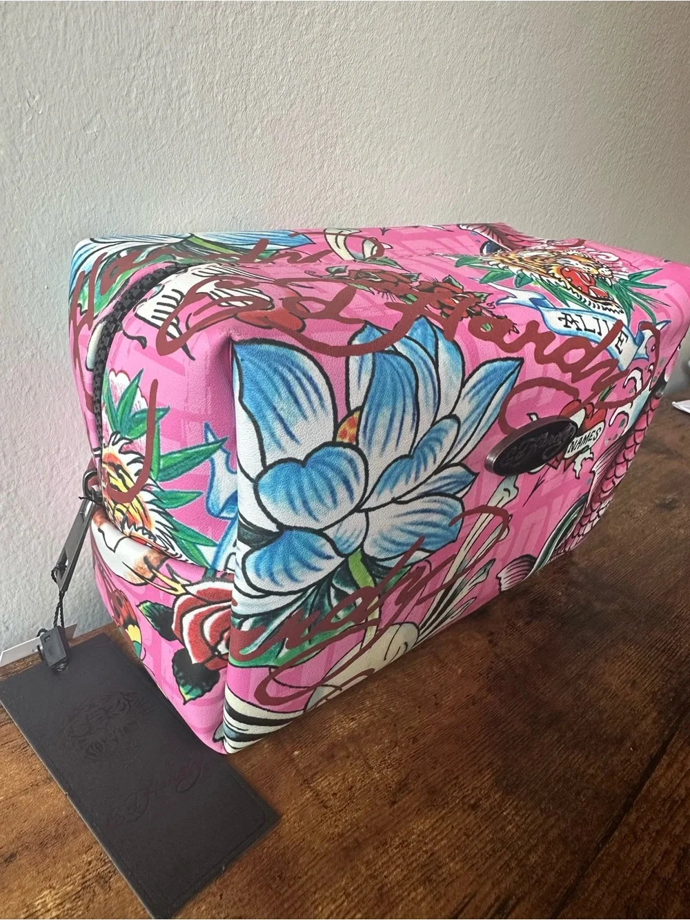 Ed Hardy Pink Floral, Tiger & Koi Print Makeup Cosmetic Toiletry Bag New W/ Tag